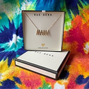 NWT - Rae Dunn MAMA necklace - sterling silver/14k gold plated w cubic zirconia